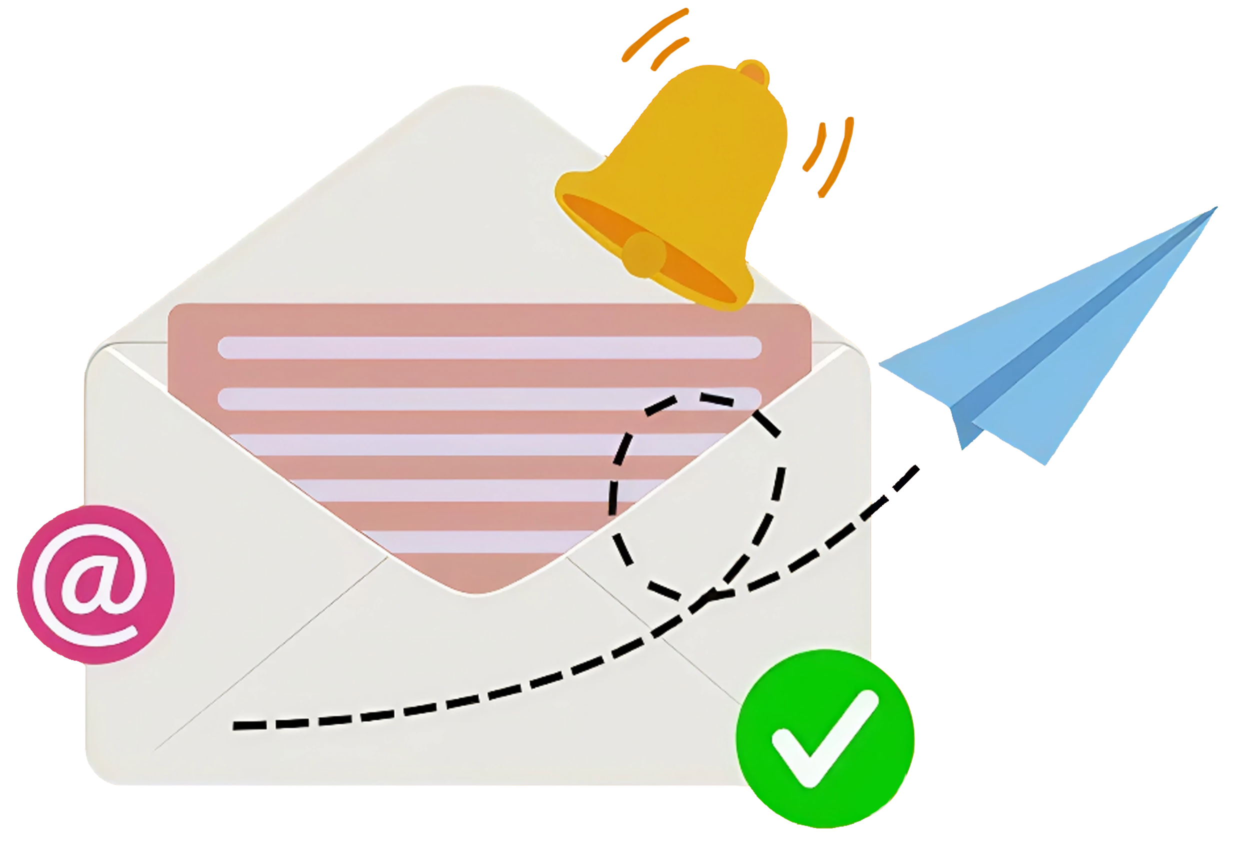 Imagem de um envelope enviando uma mensagem em formato de avião de papel